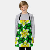 かわいい黄色のプルメリアパターン エプロン (着用した状態)