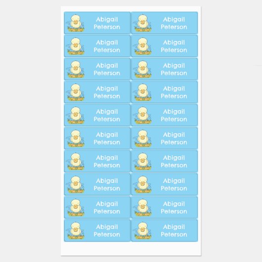 かわいい黄色のベビーのアヒルパーソナライズされた漫画 ラベル (シート)