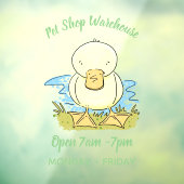 かわいい黄色のベビーアヒル漫画イラストレーション ウィンドウサイン (シート3)