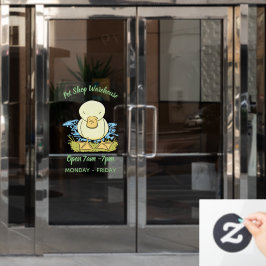 かわいい黄色のベビーアヒル漫画イラストレーション ウィンドウサイン