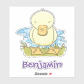 かわいい黄色のベビーアヒル漫画イラストレーション シール (シート)