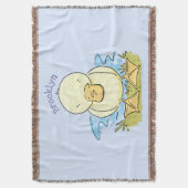 かわいい黄色のベビーアヒル漫画イラストレーション スローブランケット (正面縦)