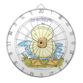 かわいい黄色のベビーアヒル漫画イラストレーション ダーツボード (正面)