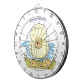 かわいい黄色のベビーアヒル漫画イラストレーション ダーツボード (正面右)