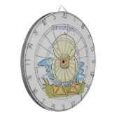 かわいい黄色のベビーアヒル漫画イラストレーション ダーツボード (正面左)