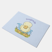 かわいい黄色のベビーアヒル漫画イラストレーション ドアマット (アングル)