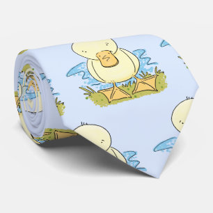かわいい黄色のベビーアヒル漫画イラストレーション ネクタイ