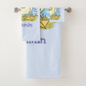 かわいい黄色のベビーアヒル漫画イラストレーション バスタオルセット (インサイチュ)