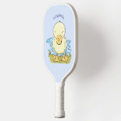かわいい黄色のベビーアヒル漫画イラストレーション ピックルボールラケット (左)