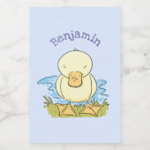 かわいい黄色のベビーアヒル漫画イラストレーション フードラベル (シングルラベル)