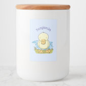 かわいい黄色のベビーアヒル漫画イラストレーション フードラベル (正面)