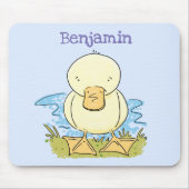 かわいい黄色のベビーアヒル漫画イラストレーション マウスパッド (正面)