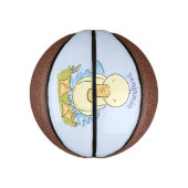 かわいい黄色のベビーアヒル漫画イラストレーション ミニバスケットボール (縦)