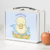かわいい黄色のベビーアヒル漫画イラストレーション メタルランチボックス (インサイチュ)