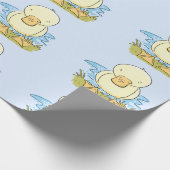 かわいい黄色のベビーアヒル漫画イラストレーション ラッピングペーパー (角)