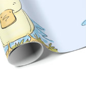 かわいい黄色のベビーアヒル漫画イラストレーション ラッピングペーパー (ロールコーナー)