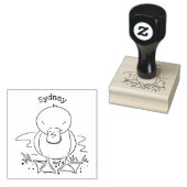 かわいい黄色のベビーアヒル漫画イラストレーション ラバースタンプ (押印)