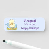 かわいい黄色のベビーアヒル漫画イラストレーション 名札 (インサイチュ)