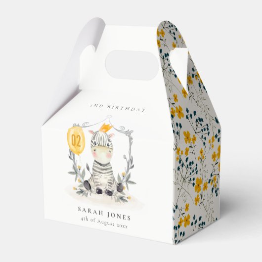 かわいい黄色のベビーゼブラリーフ任意の年齢誕生日 フェイバーボックス (裏面サイド)
