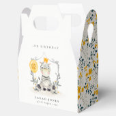 かわいい黄色のベビーゼブラリーフ任意の年齢誕生日 フェイバーボックス (オープン)