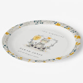 かわいい黄色のベビーゼブラリーフ任意の年齢誕生日 ペーパープレート (アングル)