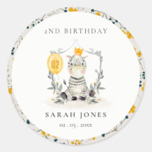 かわいい黄色のベビーゼブラリーフ任意の年齢誕生日