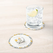 かわいい黄色のベビーゼブラリーフ任意の年齢誕生日 ラウンドペーパーコースター (インサイチュ)