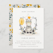 かわいい黄色のベビーゼブラ葉ベビーシャワー ポストカード (正面/裏面)