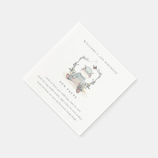 かわいい黄色のベビーヒッポ葉おもしろいファクト誕生日 スタンダードカクテルナプキン (角)