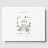 かわいい黄色のベビーヒッポ葉の任意の年齢誕生日 ゲストブック (正面)