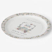 かわいい黄色のベビーヒッポ葉の任意の年齢誕生日 ペーパープレート (アングル)