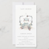 かわいい黄色のベビーヒッポ葉ベビーシャワー招待状 サンキューカード (正面)