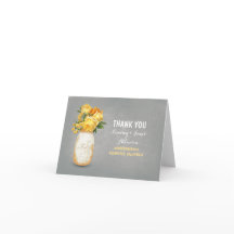 かわいい黄色のペイントされたメイソンジャー感謝カード