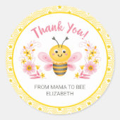 かわいい黄色のママbee赤ちゃんシャワーありがとう ラウンドシール (正面)