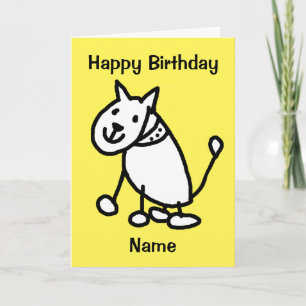 かわいい黄色のユーモラスな漫画の犬の輪郭の誕生日 カード