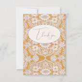 かわいい黄色のラスティックレース フラット サンクス カード (正面)