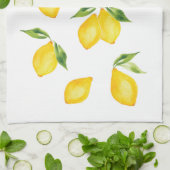 かわいい黄色のレモンの水色のフルーツ キッチンタオル (折り畳み)