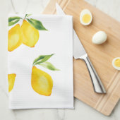 かわいい黄色のレモンの水色のフルーツ キッチンタオル (四つ折り)
