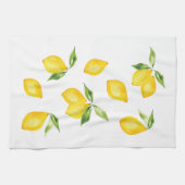 かわいい黄色のレモンの水色のフルーツ キッチンタオル (横)