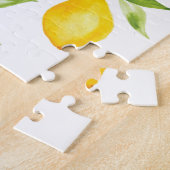 かわいい黄色のレモンの水色のフルーツ ジグソーパズル (側面)