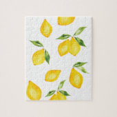 かわいい黄色のレモンの水色のフルーツ ジグソーパズル (縦)