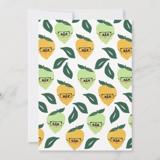 かわいい黄色のレモン漫画おもしろいイラストレーション カード (正面)