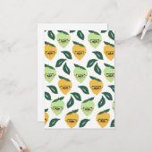 かわいい黄色のレモン漫画おもしろいイラストレーション カード (正面/裏面インサイチュ)