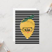 かわいい黄色のレモン漫画おもしろいイラストレーション カード (正面/裏面インサイチュ)