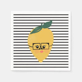 かわいい黄色のレモン漫画おもしろいイラストレーション スタンダードカクテルナプキン