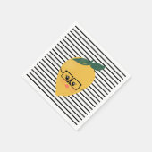 かわいい黄色のレモン漫画おもしろいイラストレーション スタンダードカクテルナプキン (角)