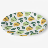 かわいい黄色のレモン漫画おもしろいイラストレーション ペーパープレート (アングル)