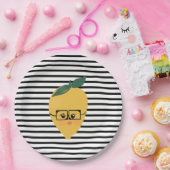 かわいい黄色のレモン漫画おもしろいイラストレーション ペーパープレート (パーティー)