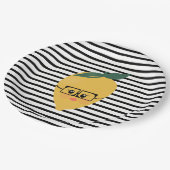 かわいい黄色のレモン漫画おもしろいイラストレーション ペーパープレート (アングル)