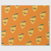 かわいい黄色のレモン漫画おもしろいイラストレーション ラッピングペーパー (フラット)